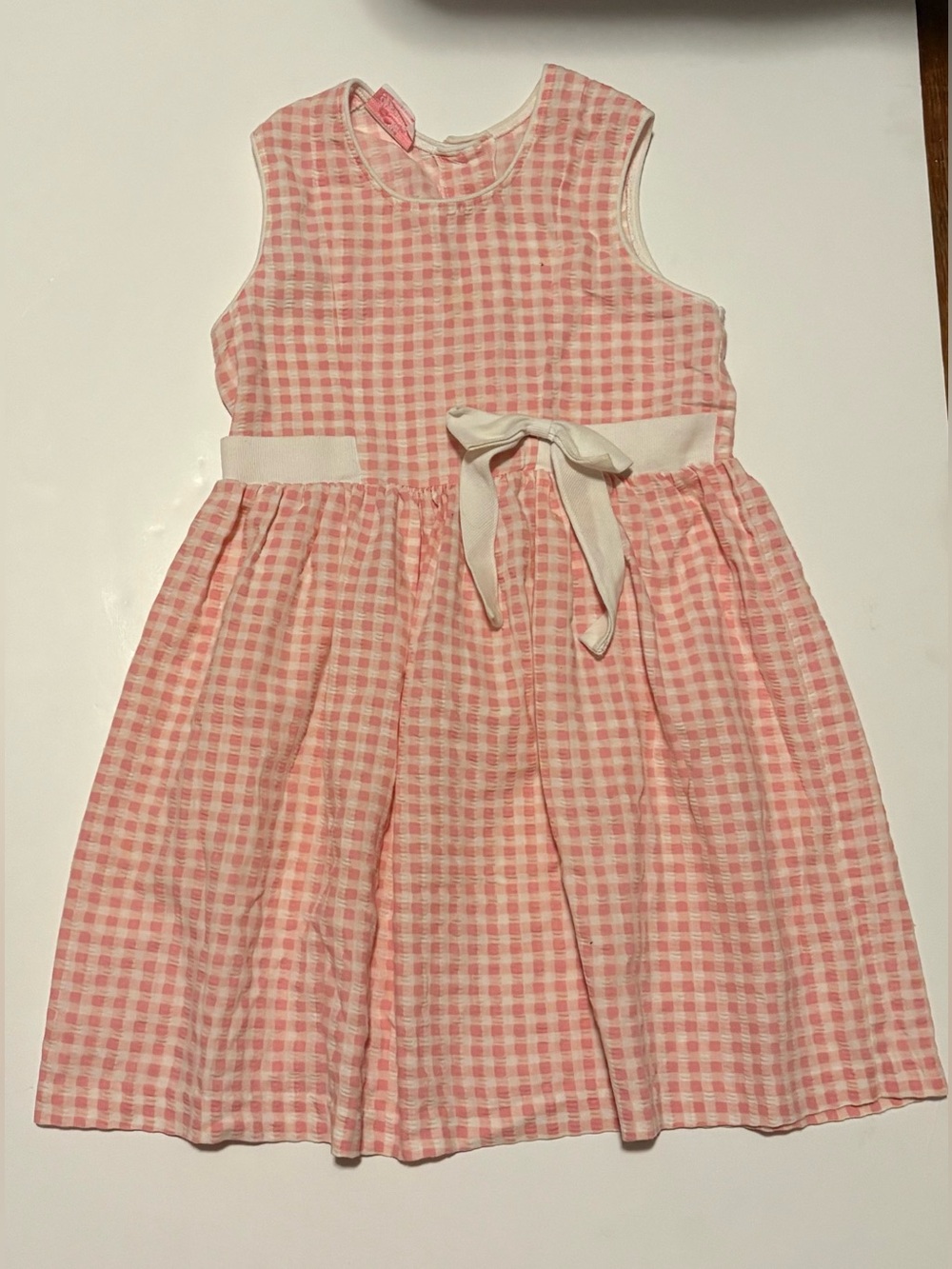 Vintage La Princess Pink and White Gingham Pique Sundress Girls SZ. 6-7 T EUC